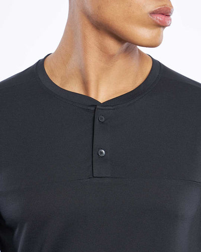 SuperSilva Henley Long Sleeve T-Shirt Black