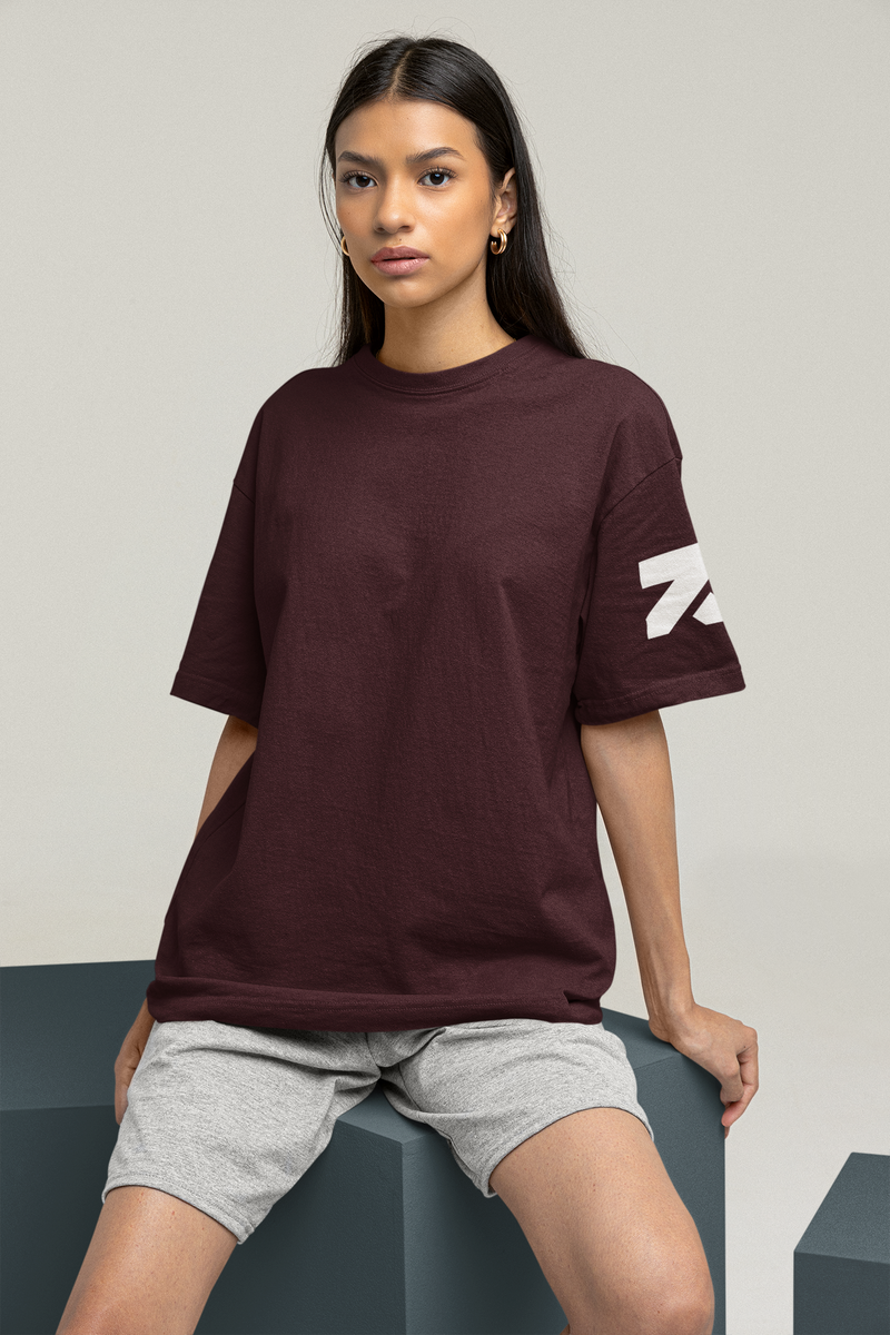 Zymrat Sleeve Printed Oversized Ribbed Neckline Drewberry Tshirt